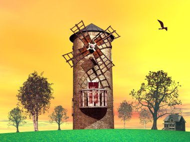 Old wind mill clipart