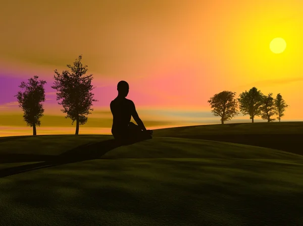 Zonsondergang meditatie — Stockfoto