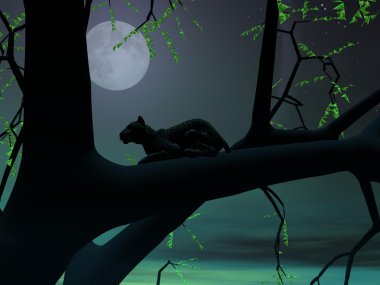 Panther by green night clipart