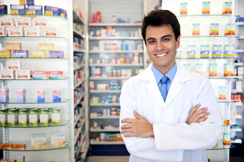 Portrait of a male pharmacist at pharmacy