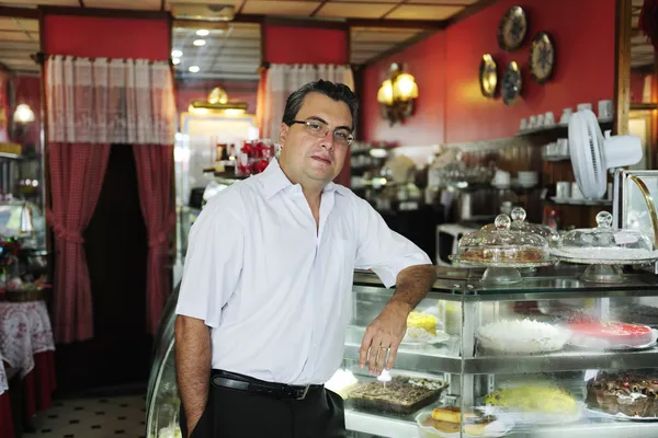 Malé podniky: majitel kavárny — Stock fotografie