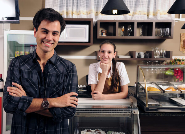 Owner of a cafe and waitress