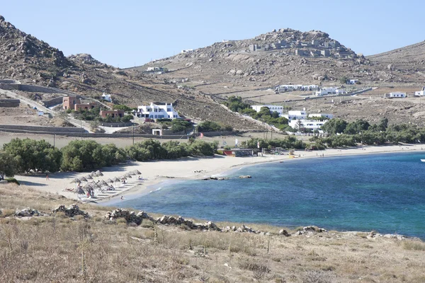 Spiaggia di Kalafatis nell "isola di Mykonos , — Foto Stock
