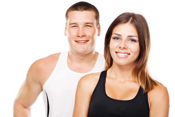Bella coppia dall'aspetto sano in abito sportivo — Foto Stock