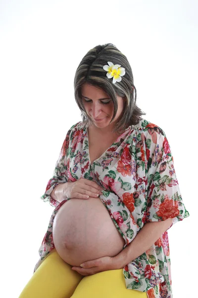 Щасливі вагітна жінка — стокове фото