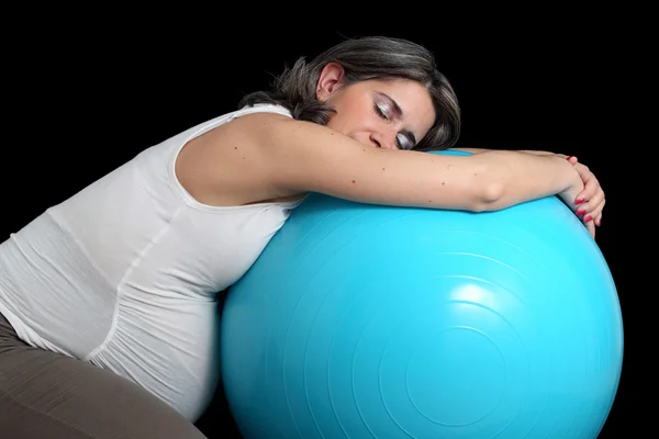 stock image Pregnant woman and gym ball