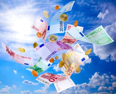 Flying Euro money clipart