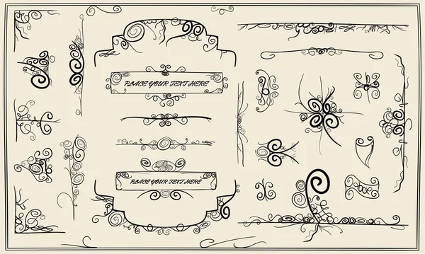 Caligrafia doodle coleção de elementos de design —  Vetores de Stock