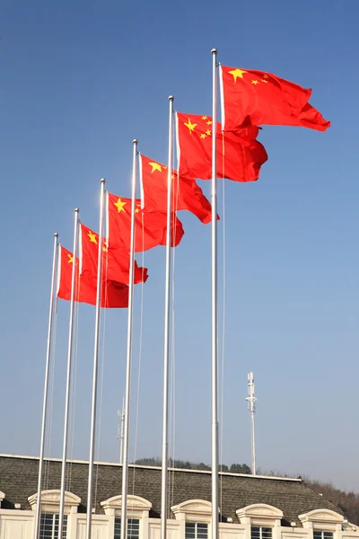 A row of Chinese flags — Stock Photo, Image