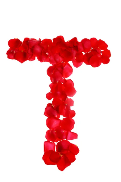 Płatki róż tworzące literę — Zdjęcie stockowe