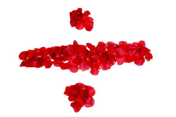 红色的玫瑰花瓣形成的符号 — 图库照片