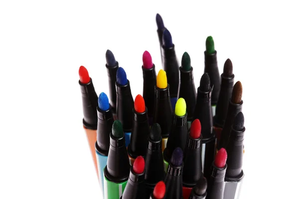 Vele kleurrijke pennen — Stockfoto
