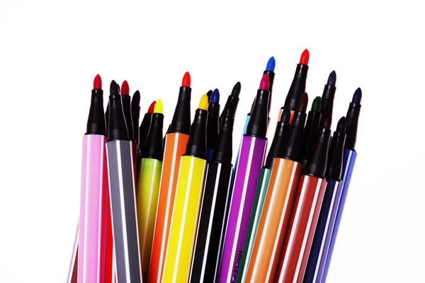 Vele kleurrijke pennen — Stockfoto