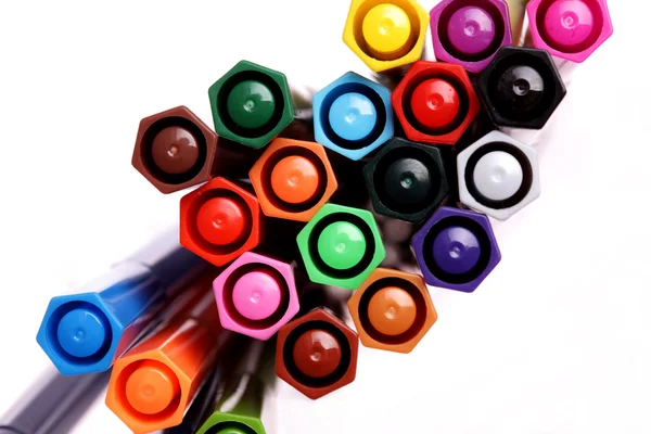 Viele bunte Kugelschreiber — Stockfoto
