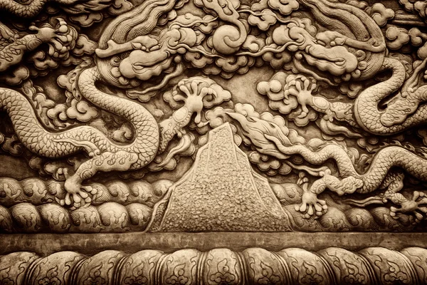 Chinese tempel stenen beeldhouwwerk — Stockfoto