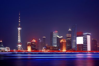 Şangay 'ın gece manzarası