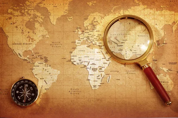 Compass on a Treasure map — Stock Photo, Image