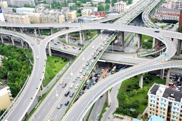 Overpass and a lot of cars — Stock Photo, Image