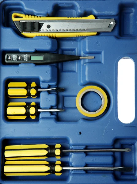 Blauer Werkzeugkasten — Stockfoto