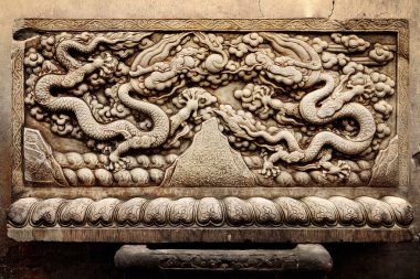 Chinese temple stone carving clipart