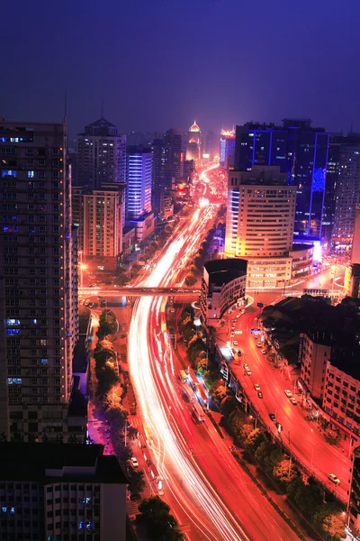 stock image Traffic on night road junction