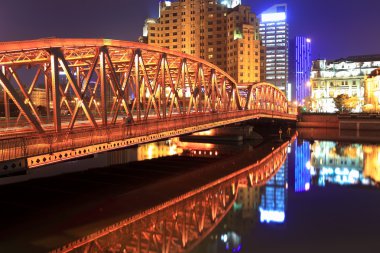 Shanghai garden bridge at night clipart