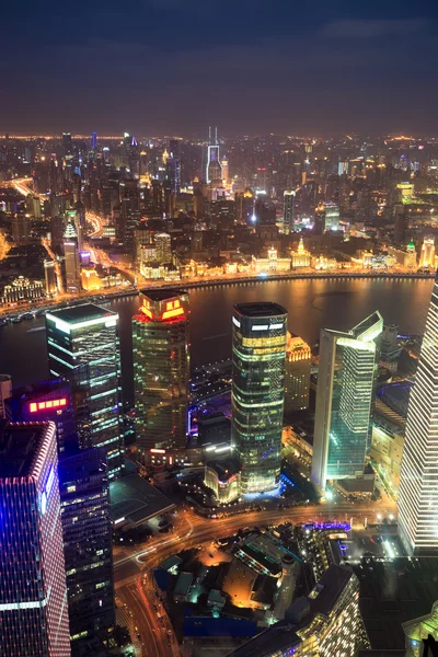 Vista aérea de shanghai à noite — Fotografia de Stock