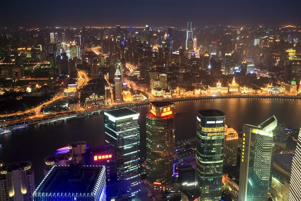 Shanghai panoramique la nuit — Photo