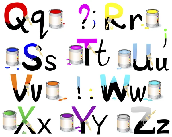 Engelska alfabetet q-z. — Stock vektor
