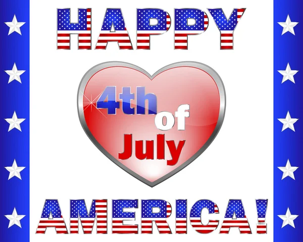 Glad 4 juli Amerika, gratulationskort. — Stock vektor