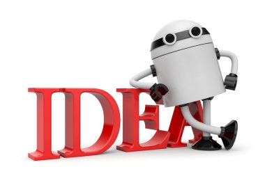 Robot leaning on idea clipart