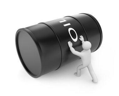 Person push oil barrel clipart