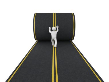 3d person paves road clipart