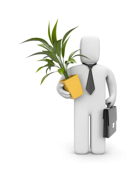 Biznesmen trzymać garnek z roślin. metafory ruchu — Zdjęcie stockowe