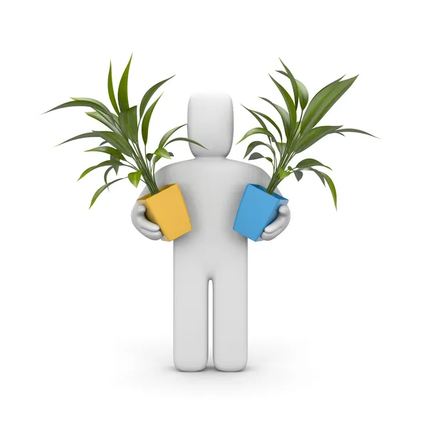 3d human with plants — Stock Photo, Image