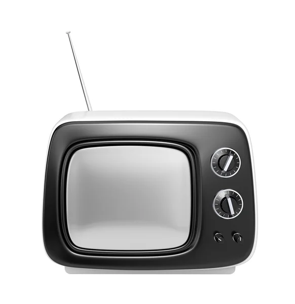 Biały retro tv — Zdjęcie stockowe