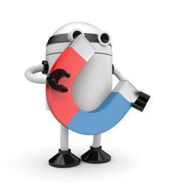Robot with magnet clipart