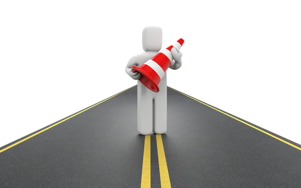 Worker with traffic cones — Stock Photo, Image