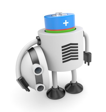 Robot changes battery clipart