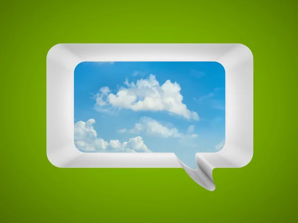 Windows hangi aracılığıyla gökyüzü görmek gibi konuşma balonu — Stok fotoğraf