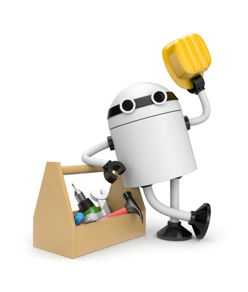 Robot con caja de herramientas —  Fotos de Stock
