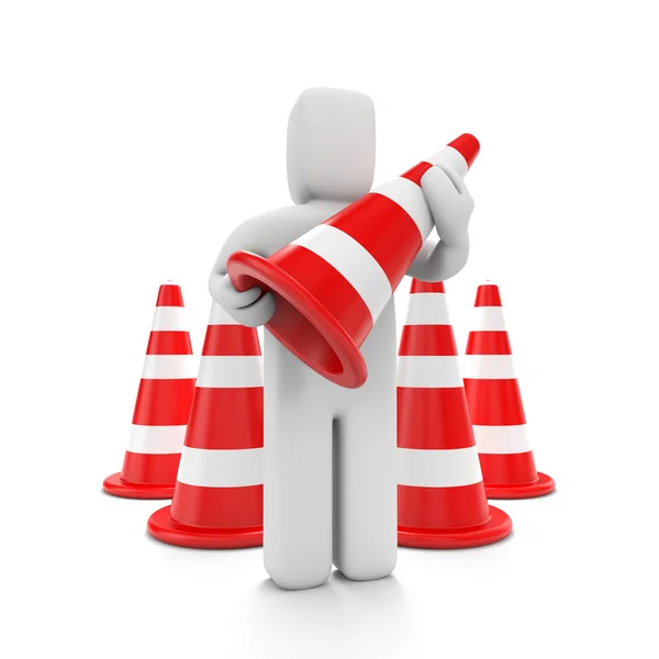 With traffic cones — Stock Photo, Image