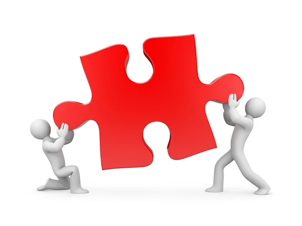 Team holding puzzle — Stock Photo, Image