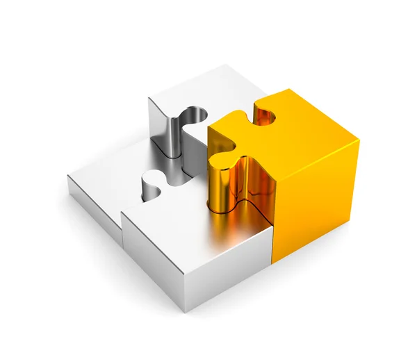 Podium from puzzles, with one gold — Stock Photo, Image