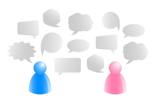 Two symbolic persons with speech bubbles — Stock Photo, Image