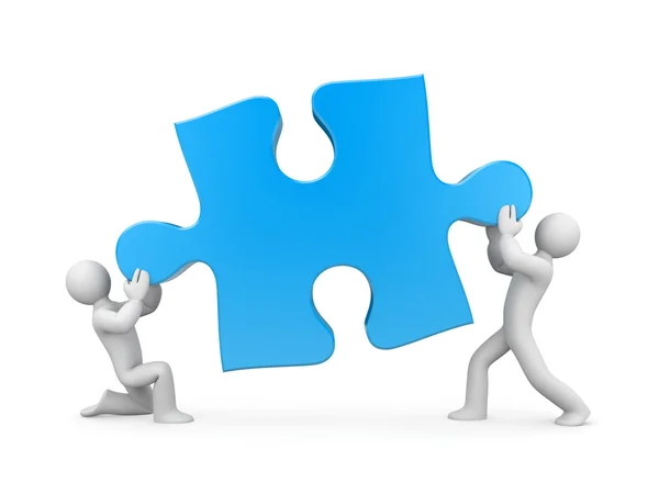 Team holding puzzle — Stock Photo, Image
