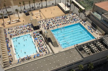 Aerial view to swimming pool clipart