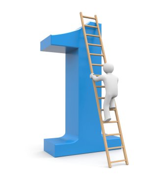 3d white man climb to success clipart