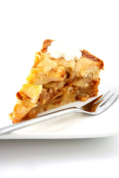 stock image Piece of apple pie with whipped cream