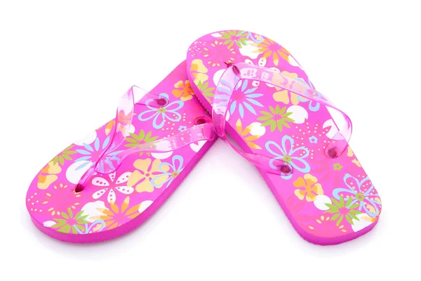 Pink colored summer slippers — Stock Photo, Image